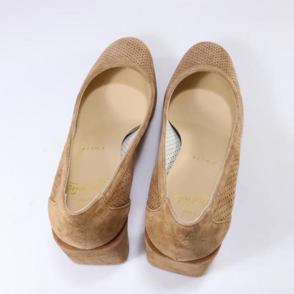 Incastrana 55mm Tan Biscotto Perforated Suede Padded Round Pumps D520 - Picture 8 of 12